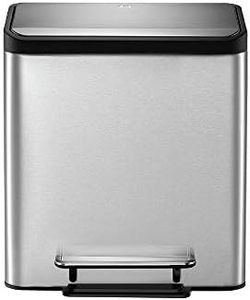 EKO - Ecocasa Recycling Kitchen Bin - Pedal Rubbish Bin with Two Removable Inner Buckets - Perfect for Kitchen & Home, Stainless Steel, 15+15Litre