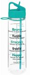 Fight Like a Girl Brave Because I've Faced Darkness Inspirational SlimKim Water Sports Bottle 30 oz for Fitness, Workout, Exercise with Motivational Time Marker - Teal