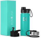 IRON °FLASK Sports Water Bottle - 530 ml, 3 Lids (Spout Lid), Vacuum Insulated Stainless Steel, Double Walled, Thermo Mug, Metal Canteen (Aquamarine)