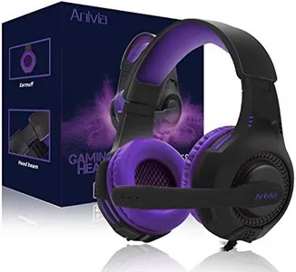 Anivia Computer Wired Over Ear Headphones Updated AH68 Stereo Surround Sound Headsets Gaming Headset with HD Mic, Volume Control, Noise Isolating, Bass, 3.5mm Audio-Jack for Multi-Platforms, Purple