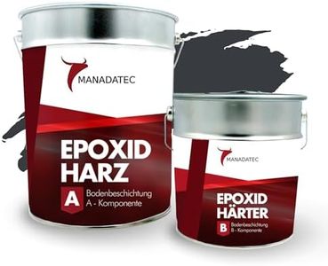 MANADATEC 2k Epoxidharz Bodenbeschichtung 5kg I RAL 7016 Anthrazitgrau I Abriebfest, lösemittelfrei, geruchsneutral I Garagenbodenbeschichtung I Epoxy Bodenbeschichtung Garage, Keller Epoxidharz Boden