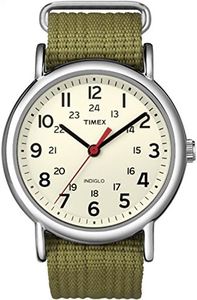 Timex Unisex Weekender Slip Through Nylon Strap Watch Cream/Silver/Olive