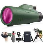 HUTACT 12x56 High Power Monocular Telescope with Smartphone Adapter &Tripod, Larger Vision Monoculars for Adults Kids with BAK4 Prism & FMC Lens, Suitable for Bird Watching Hiking Camping