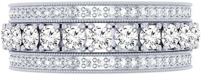 Dazzlingrock Collection 2.00 Carat (Cttw) 14K Round White Diamond Women Eternity Wedding Band 2 CT, Solid White Gold, Size 6.5