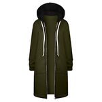 Prime Big Deal Days,Women Hoodie Full Zip Fleece Long Jacket Uk Ladies Fall Winter Trendy Coats Oversized Hooded Sweatshirts Faux Fur Lined Outerwear Cardigan Casual Hoodie Outfits,Army Green-4,Xxl