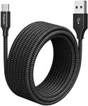 etguuds USB C Cable [20ft/6m], 1-Pack, Long USB-A 2.0 to USB-C Cable, Fast Charging Type C Charger Cord Nylon Braided for Samsung Galaxy Note, LG, Moto, Pixel, Switch, and Other USB C Devices - Black