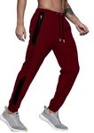 JUGULAR Men's Regular Fit Cotton Track Pants for Gym, Running, Jogging, Yoga with Zipper Pockets (in, Alpha, M, Rust)