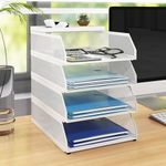 Natwind 4-Tier Stackable Paper Tray, Metal Mesh Desktop Organizer, Paper Sorter, Letter Trays,File Document Storage Rack for for Home, Office, School (White)