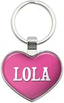 Metal Keychain Key Chain Ring Pink I Love Heart Names Female L Lili - Lola