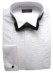 Clermont Direct 100% Cotton Pleated Dress Shirt Wing Collar (18.5) White