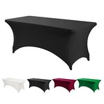 Spandex Tablecloths 6ft Stretchable Stretch Spandex Fitted Table Cover Wedding Party Cocktail Bar Exhibitions Washable Table Cover Open Back (Black,72Lx30Wx30H Inches)