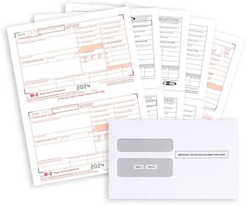 W2 Forms 2019, 4 Part Tax Forms, 25 Employee Kit of Laser Forms Designed for QuickBooks and Accounting Software, 25 Self Seal Envelopes Included