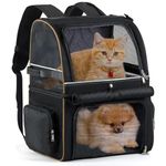 Lekesky Cat Backpack Carrier for 2 Cats, Double-Compartment Pet Carrier Backpack for Two Small Cats or One Medium Dogs, Cats Carrier Backpack Dog Carrier Backpack Fits Up to 24 Lbs (Black)