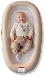 HuggiBaby® Baby Lounger - Organic Cotton & Toxin-Tested Fabrics, 360° Breathable 3D Mesh, Plant-Based Sorona® Core, CPSC Compliant, Orthopedic Support for Newborn Tummy Time & Lounging (Oatmeal)