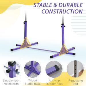 HOMCOM Adjustable Gymnastics Bar – Purple Training Equipment