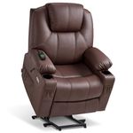 MCombo Electric Power Lift Recliner Chair Sofa with Massage and Heat for Elderly, Massage Chair with 3 Positions, Cup Holders and USB Ports for Home, Living Room 7516 (Brown, Large)
