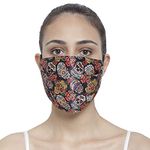 The House of tara - Red Beige Three Layer Woven Fabric Outdoor Protection Reusable Face Mask with Printed Design for Men and Women