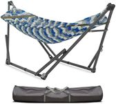 Tranquillo Uniki 550 lbs Capacity Double Hammock Stand, Adjustable Hammock Stand, Collapsible Camping Hammock and Stand, Signature Steel Stand Breathable Polyester Hammock Net, Chevron