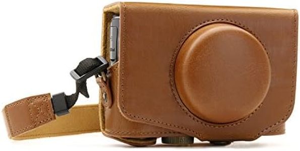 MegaGear MG1175 Canon PowerShot SX740 HS, SX730 HS Ever Ready Leather Camera Case with Strap - Light Brown