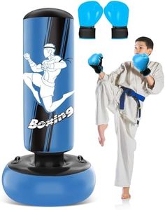 65inch Inflatable Punching Bag for Kids, Boxing Bag with Boxing Gloves for Practicing MMA Karate Taekwondo and to Relieve Pent Up Energy(Blue)