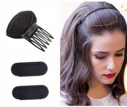 BAERFIT Black Perfect Hair Puff for Women Head Cushion, Invisible Hair Puff Clips with Fluffy Hair Puff Pad Sponge Clip, Bun Bump, Fluffy Princess Styling Hair Bun and Crown Shapers for Women and Girls Hair Puff Volumizer Hair Puff Accessories - 3 pcs