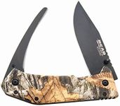 Bear Edge 5" Predator Series Double Blade Gut and Skinner Knife, Realtree Edge Camo