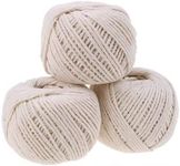 Pack of 3 Cotton String Ball 50M Per Roll - Beige School Art and Craft String & Kitchen Cooking String for Meat and Making Sausage - Soft Cotton Cord Cotton String for Handmade Wall Hanging DIY Craft