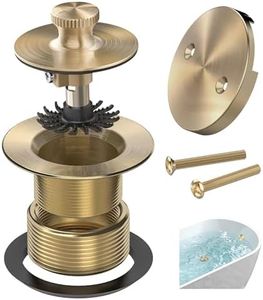 Sogmeter Champagne Brushed Gold Bronze Bathtub Drain, Hair Catcher and 2-Hole Overflow Faceplate, 11.5/16 UNC, Lift and Turn Bathtub Drain Replacement, Tub Drain Stopper