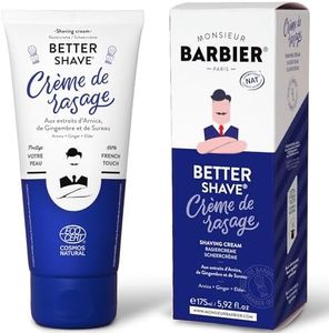 Crème à raser de Monsieur BARBIER | Végane, Naturelle et Française | Une mousse à raser dense et onctueuse | Rasage idéal pour les peaux sensibles | À base d'Arnica, Cyprès & Gingembre 175mL
