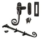 Black Monkey Tail Window Casement Fastener & Window Stays Combo Set Vintage Monkey Tail Window Catch Curly End Casement Fastener Antique Cast Iron Monkey Curly Tail Mortice Latch.