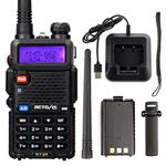 Retevis RT5R Walkie Talkie Professional, Dual Band Ham Radio with FM VOX 128 Channels Tri-color Display USB Rechargeable Walkie Talkie, Long Distance 2 Way Radio for Hunting, Construction(Black, 1Pcs)