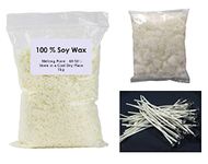 R H LIFESTYLE Candle Making KIT Set of Soy Wax, Paraffin Semi Refined Wax, Cotton Candle Wicks 4 inch (SOYWAX 1KG, Paraffin Wax 400GM, 4" Wicks 25 PCS)