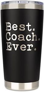 JENVIO Coach Gifts | Best Coach Ever | Stainless Steel Travel Tumbler Coffee Mug with 2 Lids and 2 Straws - Football | Soccer | Tennis Cross Country Appreciation by Valentine's Gift (20 Ounce Black)