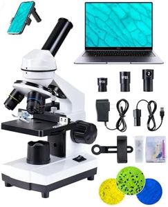 Rengue Microscope, 40X-2000X Magnification, Dual LED Lighting, Compound Microscope for Kids and Adults, Includes Digital Eyepiece with 130W Pixel&20X Magnification, Mac and PC