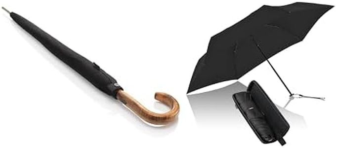 Knirps Emergency Pack - S.770 Long Automatic Stick Umbrella & X4U Small and Compact Design for Travel and All Weather Protection with Travel Case, Black