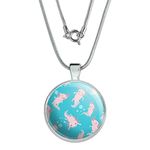 GRAPHICS & MORE Cute Axolotl Mexican Walking Fish 1" Pendant with Sterling Silver Plated Chain