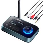 Bluetooth 5.3 Transmitter Receiver - SOOMFON Bluetooth TV Adapter with Volume Control, Dual Link Long Range Audio Bluetooth Transmitter for TV to Wireless Headphones (Optical, RCA, Aux)