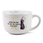 Disney Pixar Ratatouille Anyone Can Cook Ceramic Soup Mug Bowl with Vented Lid for Ice Cream, Cereal, Beverages | Holds 24 Ounces