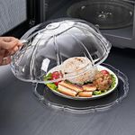 GRACIOUS MART Microwave Splatter Cover With Tray And Comfortable Handle, Transparent Dishwasher Safe Splatter Cover Included Adjustable Vents.