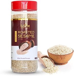 Fusion Select Roasted White Sesame Seeds - Natural Toasted Sesame Seeds - Crispy, Crunchy, Nutty Taste for Asian, Mediterranean & Middle Eastern Cuisine - Salad, Soup, Noodle & Sushi Topping