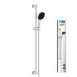 GROHE Vitalio Comfort 110 - Shower Set (Square 11 cm Hand Shower 3 Sprays: Rain, Jet & Massage, Shower Hose 1.75 m, Shower Rail 90 cm, Water Saving), Easy to Fit with GROHE QuickGlue, Chrome, 26932001