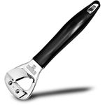 Seki Japan Hand Held Manual Can Opener, Heavy Duty Stainless Steel Bottle Opener, 4.3" Black Plastic Handle for Right-Handed