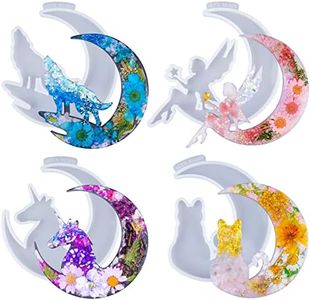 LET'S RESIN Resin Molds, Crescents Moon Molds, Epoxy Molds, Silicone Moon Fairy, Moon Wolf, Moon Cat, Moon Unicorn Epoxy Molds