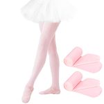 Ballet Tights Girls Dance Tights Ultra Soft Footed Tights School Students Leggings Pantyhose for Toddler Girls 2 Pack (Pink, S)