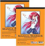 U.S. Art Supply (Pack of 2 Pads) - 11" x 14" Premium Manga-Marker Paper Pad, 60 Pound (100gsm), Pad of 24-Sheets