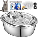 ORSDA Cat Water Fountain Stainless Steel, 67oz/2L Pet Water Fountain for Cats Inside, Automatic Dog Water Dispenser Bowl with 6pcs Filters, Quiet, Easy Clean&Dishwasher Safe