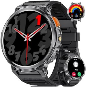 Montre Connectée Homme 1,85'' HD Grand Écran/LED Lampe/730mAh Batterie,Smartwatch avec 120+ Modes Sportifs,24/7 Moniteur de Fréquence Cardiaque et Sommeil pour Android iOS (2 Silicone Bracelet)