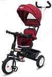 Baybee Mario 3 in 1 Baby Tricycle for Kids | Smart Balance Trikes with Parental Handle, 360° Rotatable Seat & Canopy | Baby Cycles with Storage, & Footrest | Cycle for Kids 3 to 5 Years (Red)