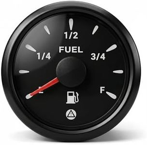 0-90 ohm Fuel Gauge 2-1/16", IP67 Waterproof, 8-Color Backlight, Black