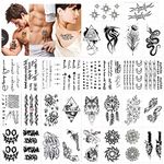 Konsait Temporary Tattoos for Adult Men Women Kids(30 Sheets), Waterproof Temporary Tattoo Fake Tattoos Body Art Sticker Hand Neck Wrist Cover Up Set, Dragon Spider Snake Mandala Flower Wolf Etc